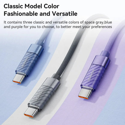 Type C to Type C Cable 100W PD Display Fast Charging Charger USB C to USB C Transparent Cable for Xiaomi Macbook