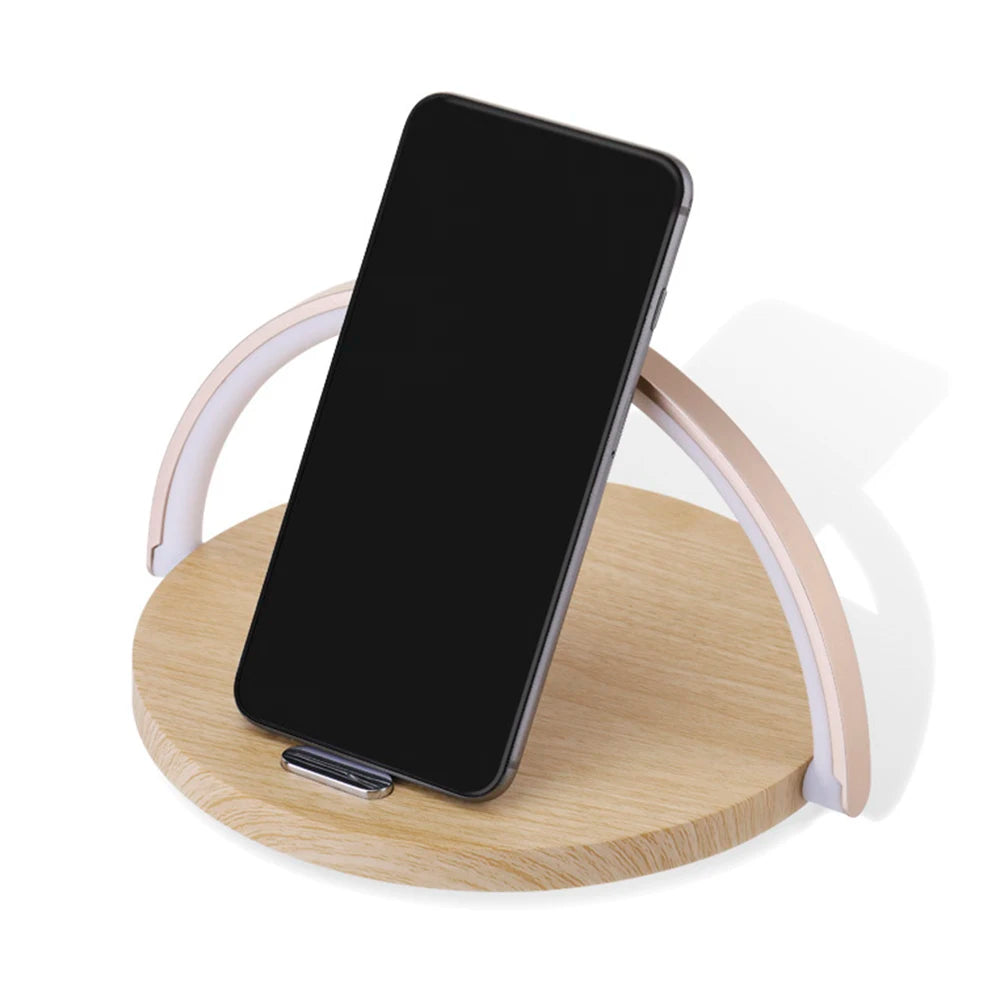 Qi Wireless Charger LED Table Lamp DC5V 10W USB Charging LED Desk Lamp Light Adjustment Table Bedside Lamp with Phone Holder