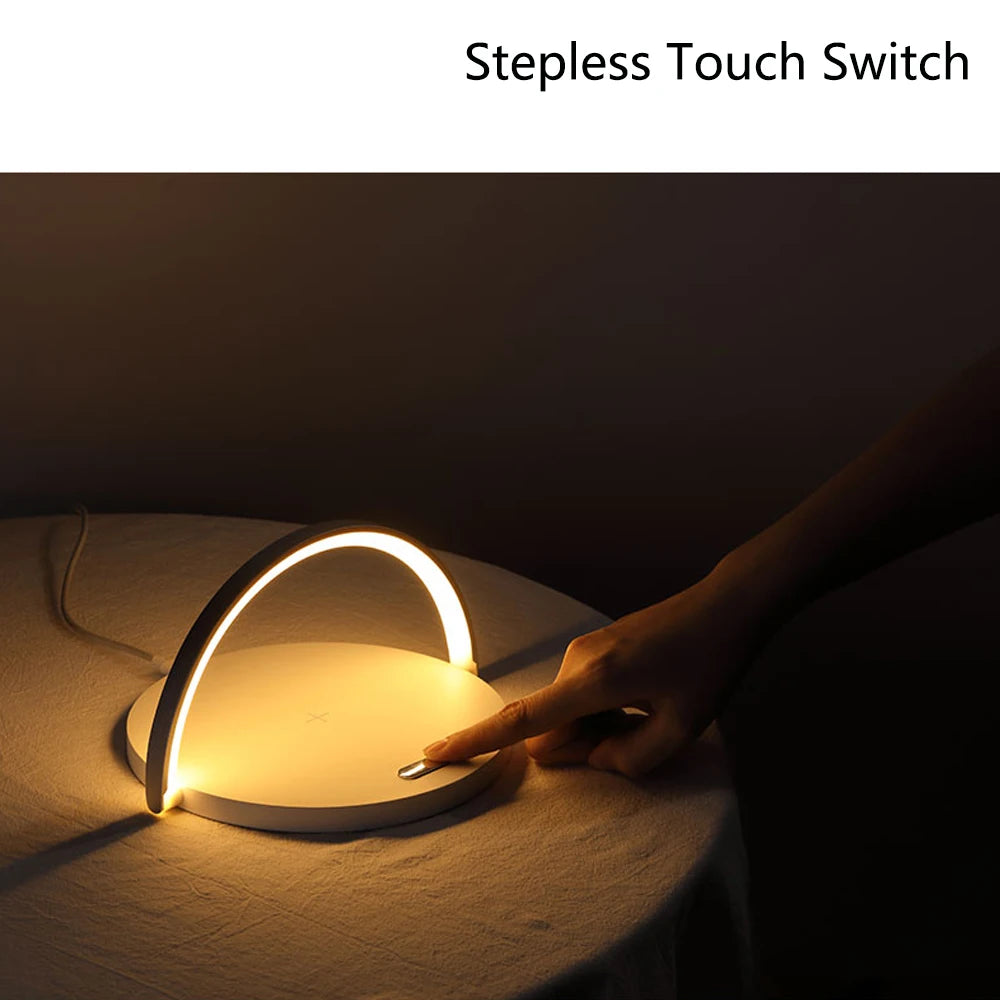 Qi Wireless Charger LED Table Lamp DC5V 10W USB Charging LED Desk Lamp Light Adjustment Table Bedside Lamp with Phone Holder